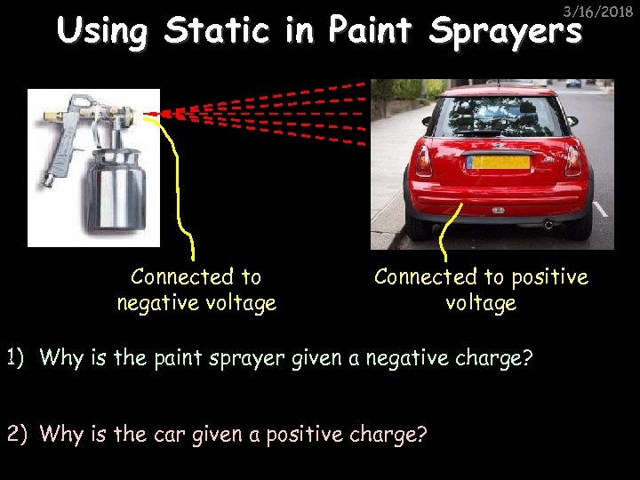 3/16/2018 Using Static in Paint Sprayers Connected to negative voltage Connected to positive voltage