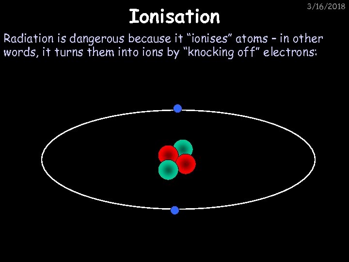 Ionisation 3/16/2018 Radiation is dangerous because it “ionises” atoms – in other words, it