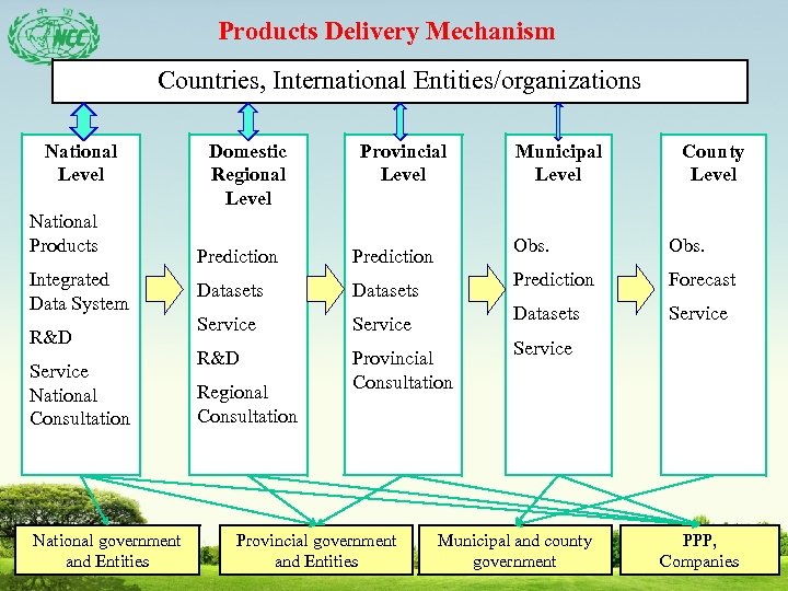 Products Delivery Mechanism Countries, International Entities/organizations National Level National Products Integrated Data System R&D