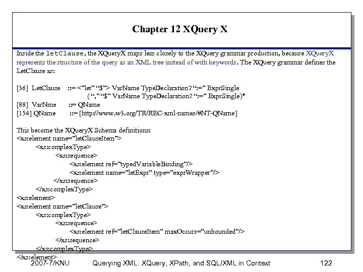 Chapter 12 XQuery X Inside the let. Clause, the XQuery. X maps less closely