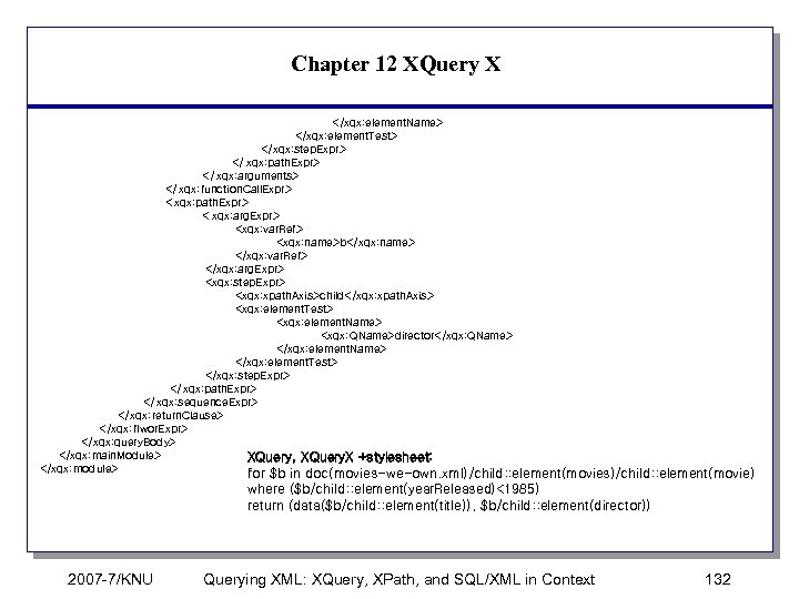 Chapter 12 XQuery X </xqx: element. Name> </xqx: element. Test> </xqx: step. Expr> </