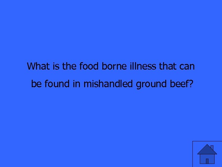 What is the food borne illness that can be found in mishandled ground beef?