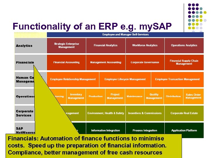 Functionality of an ERP e. g. my. SAP Financials: Automation of finance functions to