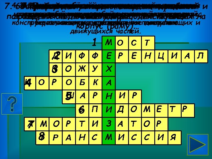 3. Наружная оболочка механизмаесть 5. Устройство или машины, в транспортных 1. Вращательная кинематическая пара,