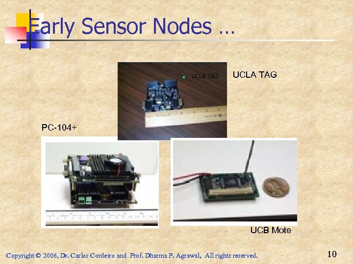 Early Sensor Nodes … n UCLA TAG PC-104+ UCB Mote Copyright © 2006, Dr.
