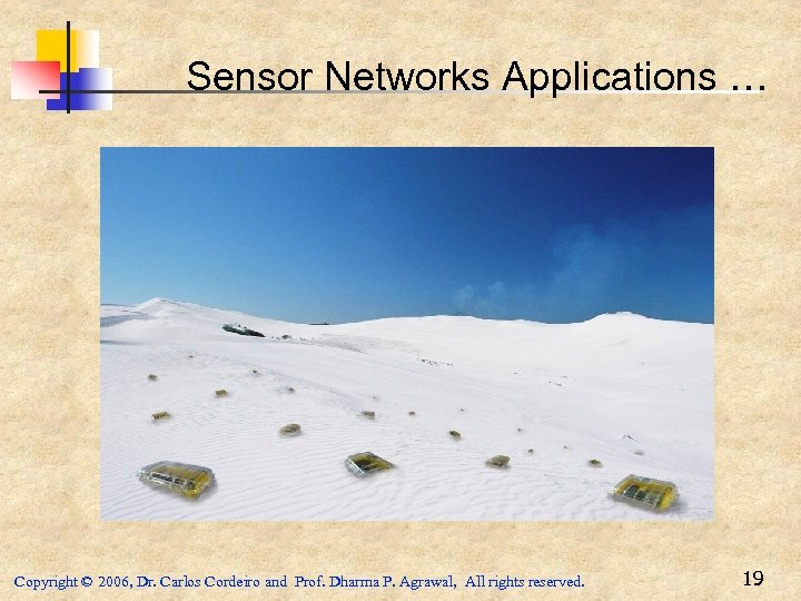 Sensor Networks Applications … Copyright © 2006, Dr. Carlos Cordeiro and Prof. Dharma P.