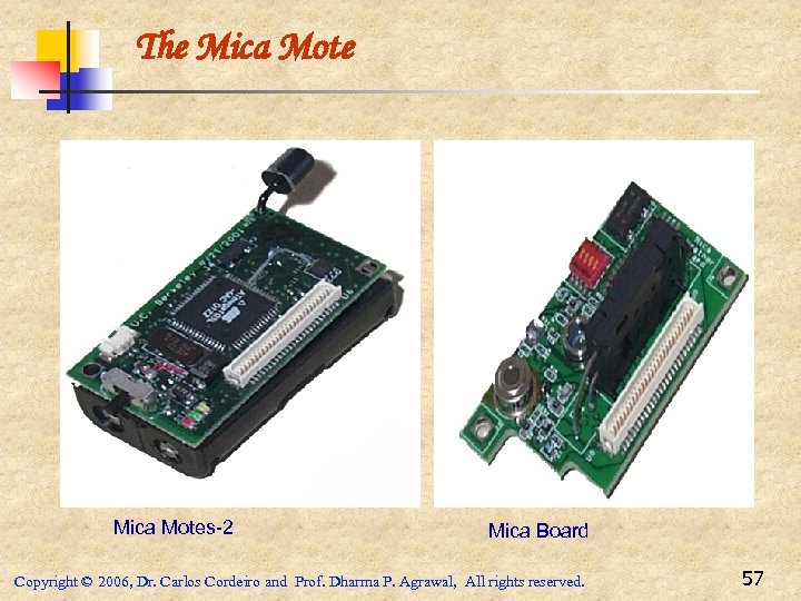 The Mica Motes-2 Mica Board Copyright © 2006, Dr. Carlos Cordeiro and Prof. Dharma