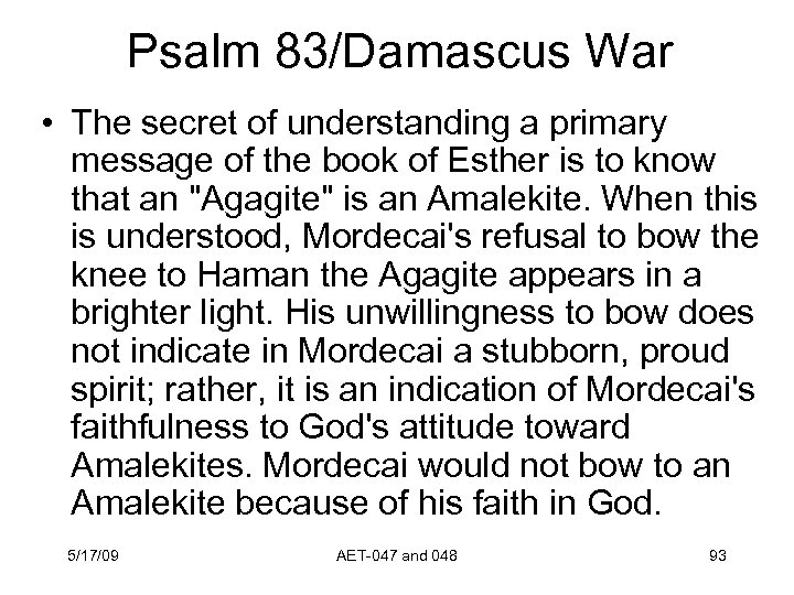 Psalm 83/Damascus War • The secret of understanding a primary message of the book