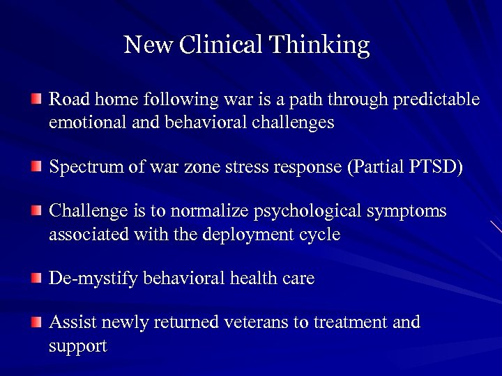 New Clinical Thinking Road home following war is a path through predictable emotional and