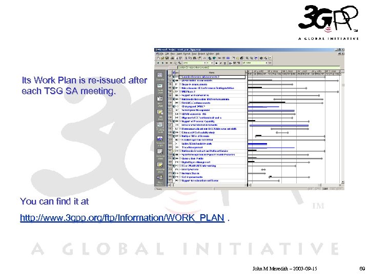 Its Work Plan is re-issued after each TSG SA meeting. • Click to edit