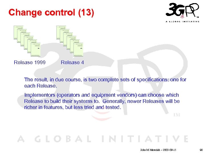 Change control (13) • Click to edit Master text styles Release 1999 Release •