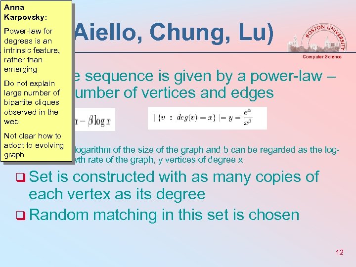 Anna Karpovsky: ACL(Aiello, Chung, Lu) Power-law for degrees is an intrinsic feature, rather than