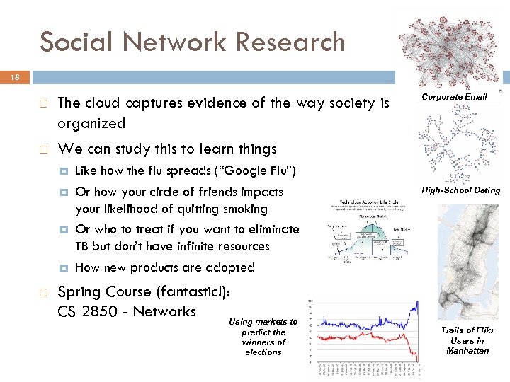 Social Network Research 18 The cloud captures evidence of the way society is organized