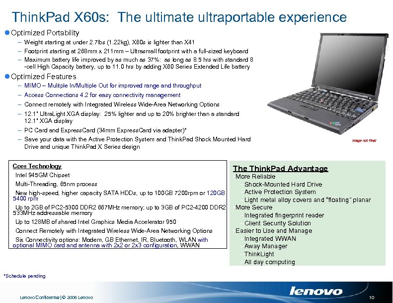 Think. Pad X 60 s: The ultimate ultraportable experience l Optimized Portability – Weight