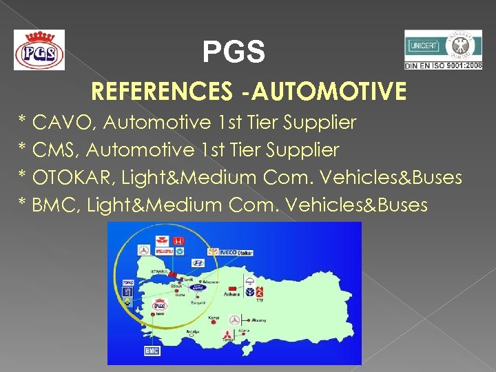 PGS REFERENCES -AUTOMOTIVE * CAVO, Automotive 1 st Tier Supplier * CMS, Automotive 1