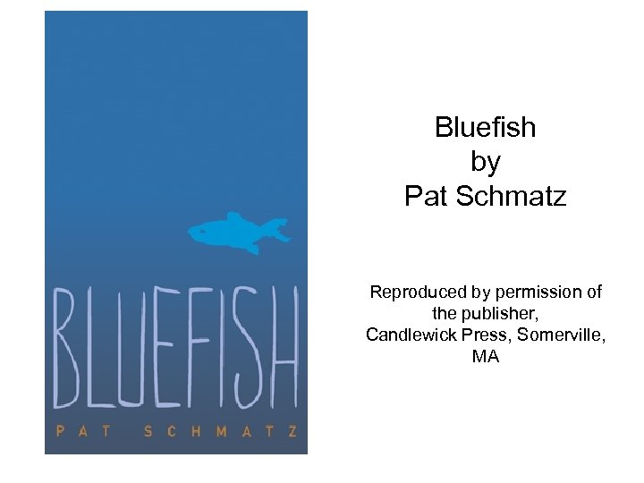 Bluefish by Pat Schmatz Reproduced by permission of the publisher, Candlewick Press, Somerville, MA