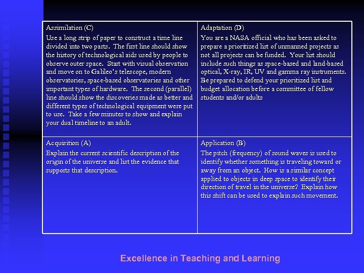 Assimilation (C) Use a long strip of paper to construct a time line divided