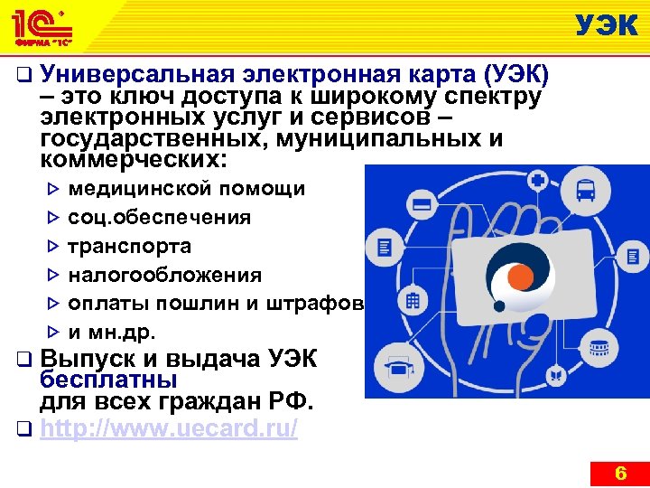 УЭК q Универсальная электронная карта (УЭК) – это ключ доступа к широкому спектру электронных