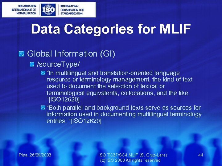Data Categories for MLIF Global Information (GI) /source. Type/ “In multilingual and translation-oriented language