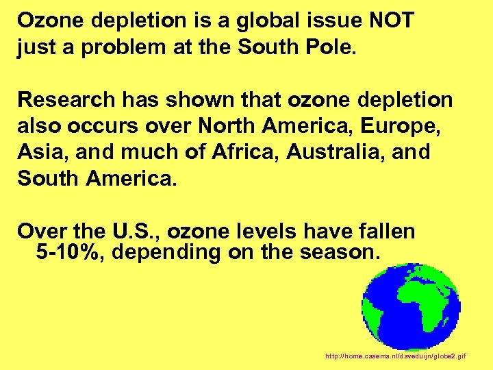 Ozone depletion is a global issue NOT just a problem at the South Pole.
