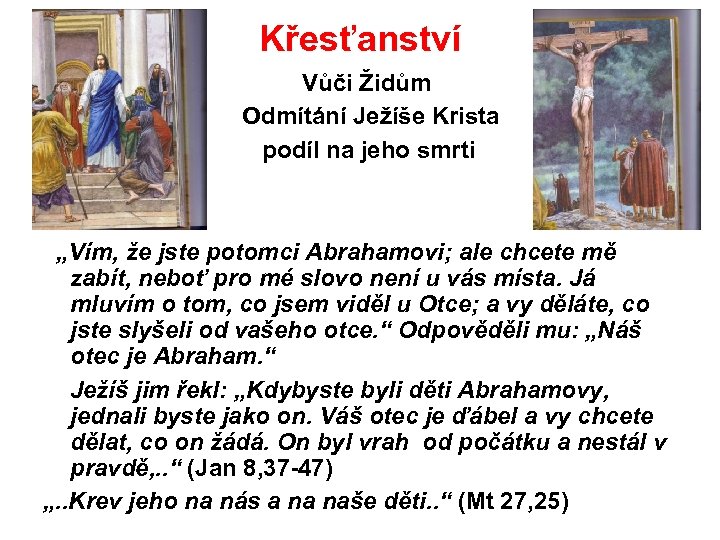 Křesťanství Vůči Židům Odmítání Ježíše Krista podíl na jeho smrti „Vím, že jste potomci