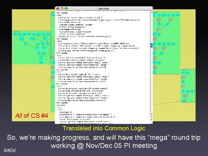 All of CS #4 Translated into Common Logic So, we’re making progress, and will