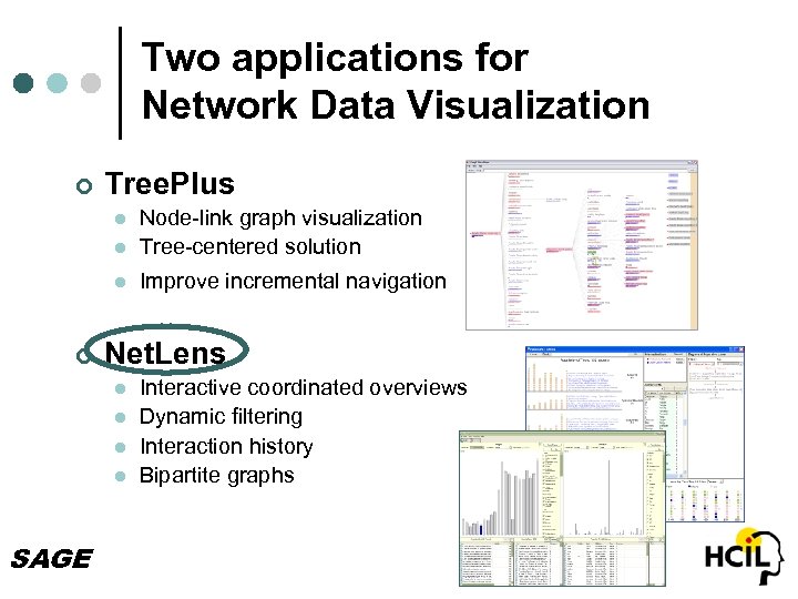 Two applications for Network Data Visualization ¢ Tree. Plus l Node-link graph visualization Tree-centered