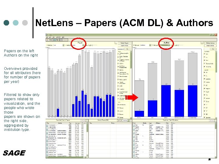 Net. Lens – Papers (ACM DL) & Authors Papers on the left Authors on