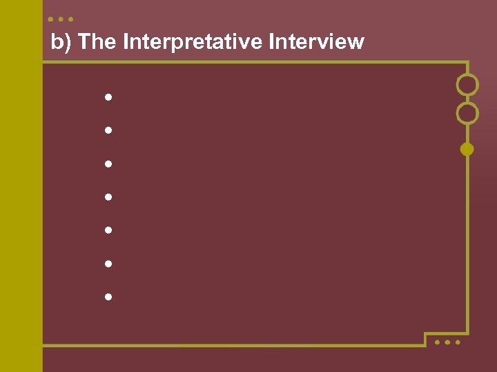 b) The Interpretative Interview 