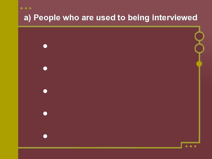 a) People who are used to being interviewed 