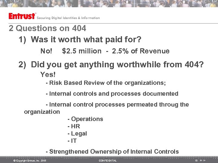 2 Questions on 404 1) Was it worth what paid for? No! $2. 5