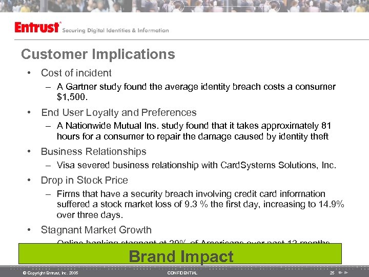 Customer Implications • Cost of incident – A Gartner study found the average identity