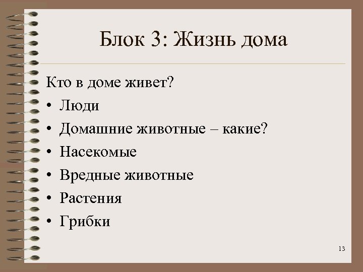 Блок 3: Жизнь дома Кто в доме живет? • Люди • Домашние животные –
