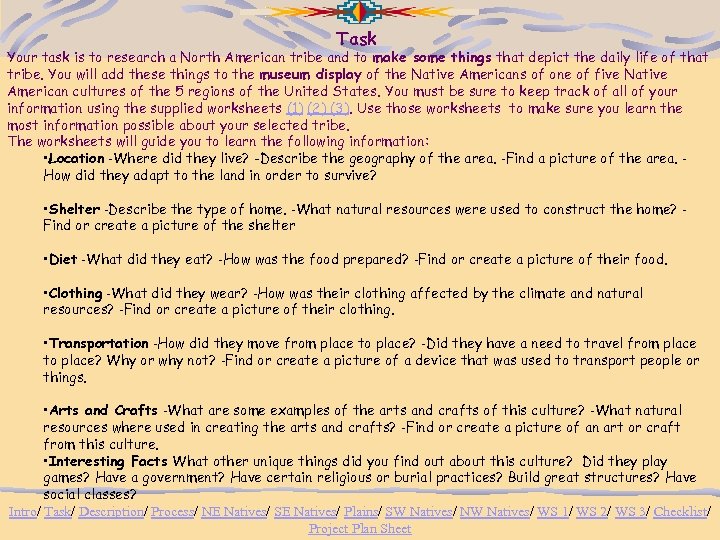 Task Your task is to research a North American tribe and to make some