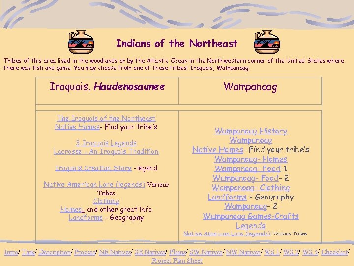  Indians of the Northeast Tribes of this area lived in the woodlands or