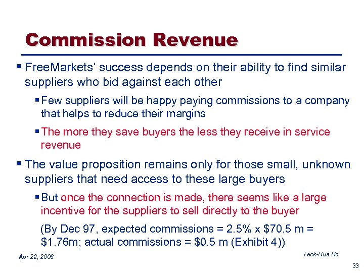 Commission Revenue § Free. Markets’ success depends on their ability to find similar suppliers
