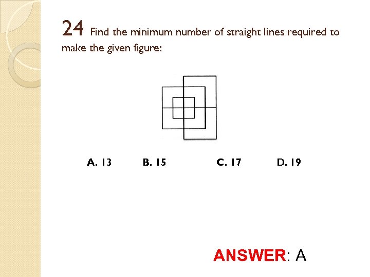 24 Find the minimum number of straight lines required to make the given figure: