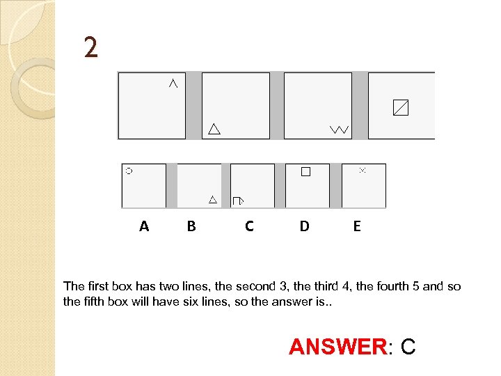 2 A B C D E The first box has two lines, the second