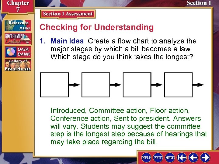 Checking for Understanding 1. Main Idea Create a flow chart to analyze the major