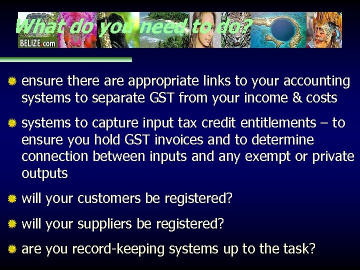 What do you need to do? ensure there appropriate links to your accounting systems
