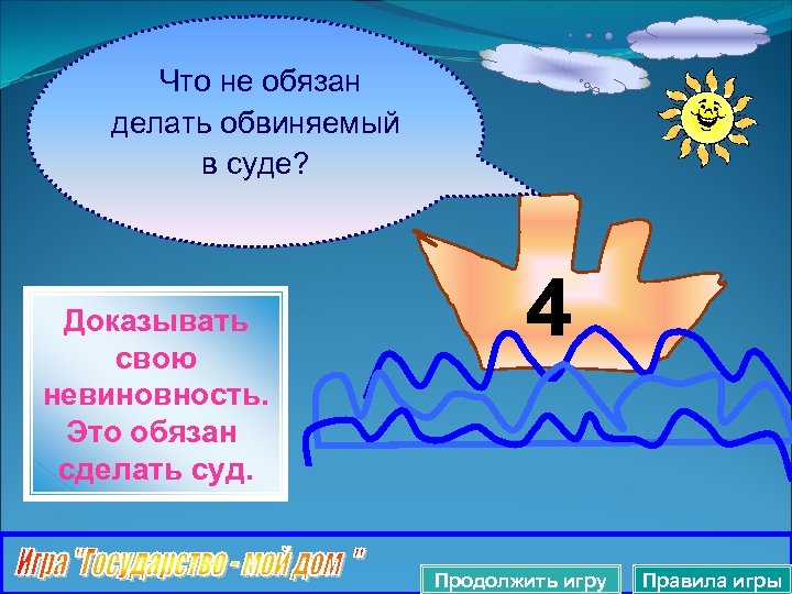 Что не обязан делать обвиняемый в суде? Доказывать свою невиновность. Это обязан сделать суд.