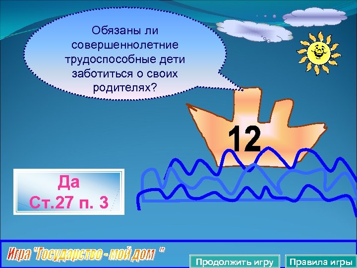 Обязаны ли совершеннолетние трудоспособные дети заботиться о своих родителях? Да Ст. 27 п. 3
