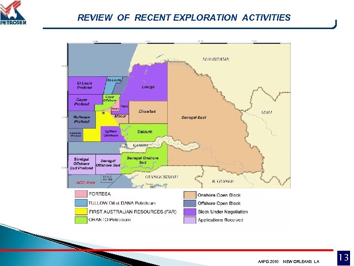 REVIEW OF RECENT EXPLORATION ACTIVITIES AAPG 2010 NEW ORLEANS LA 13 