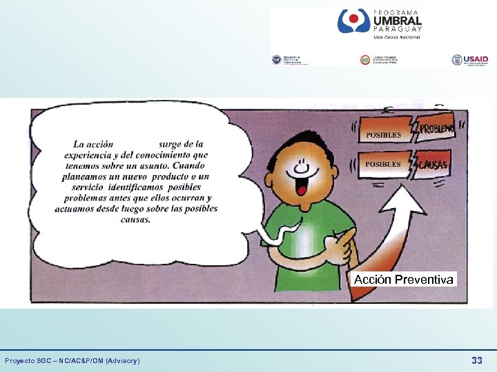 Acción Preventiva Proyecto SGC – NC/AC&P/OM (Advisory) 33 