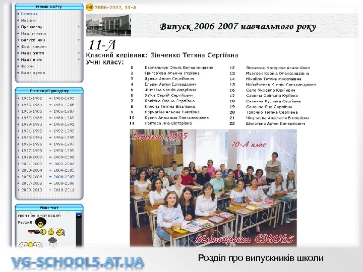 Розділ про випускників школи 