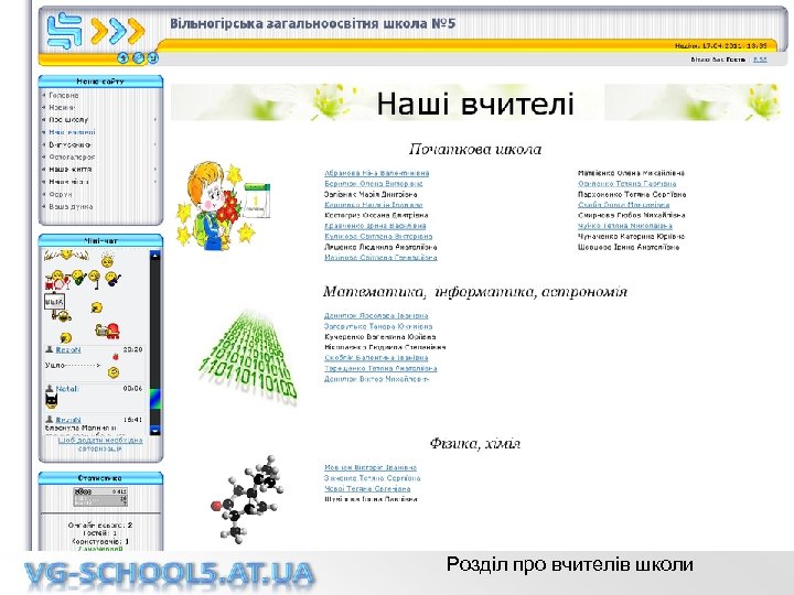 Розділ про вчителів школи 