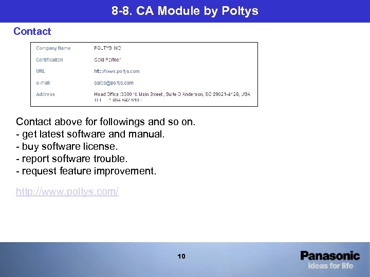 8 -8. CA Module by Poltys Contact above for followings and so on. -