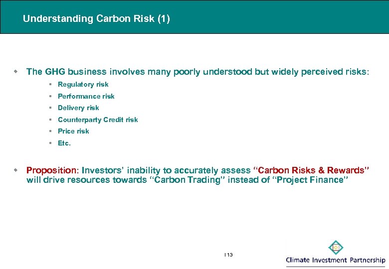 Understanding Carbon Risk (1) w The GHG business involves many poorly understood but widely