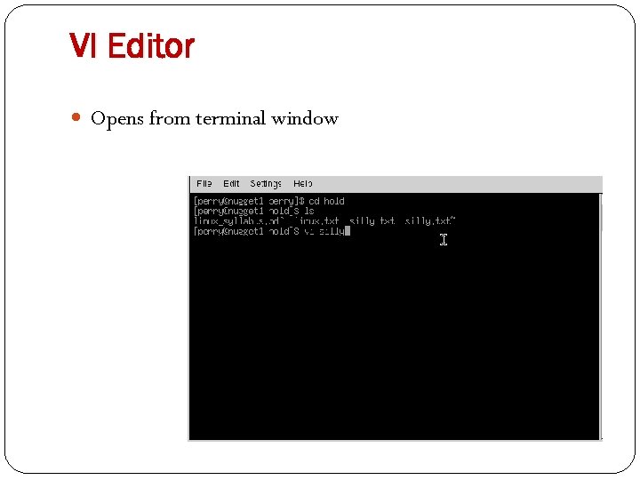 VI Editor Opens from terminal window 