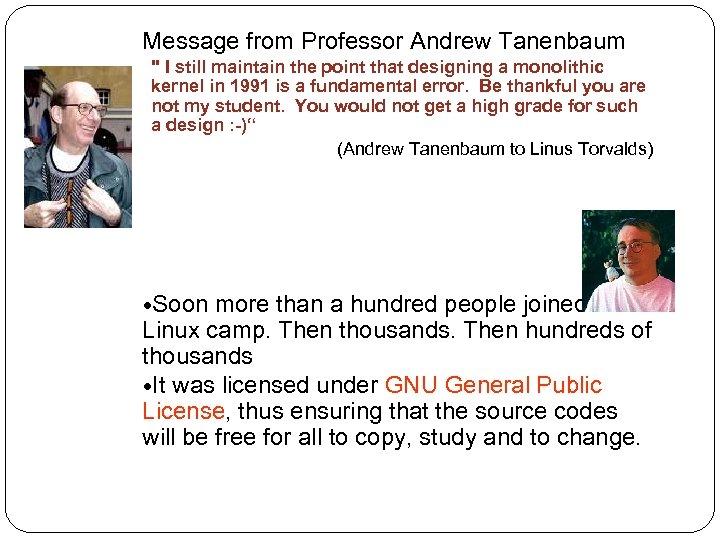 Message from Professor Andrew Tanenbaum 